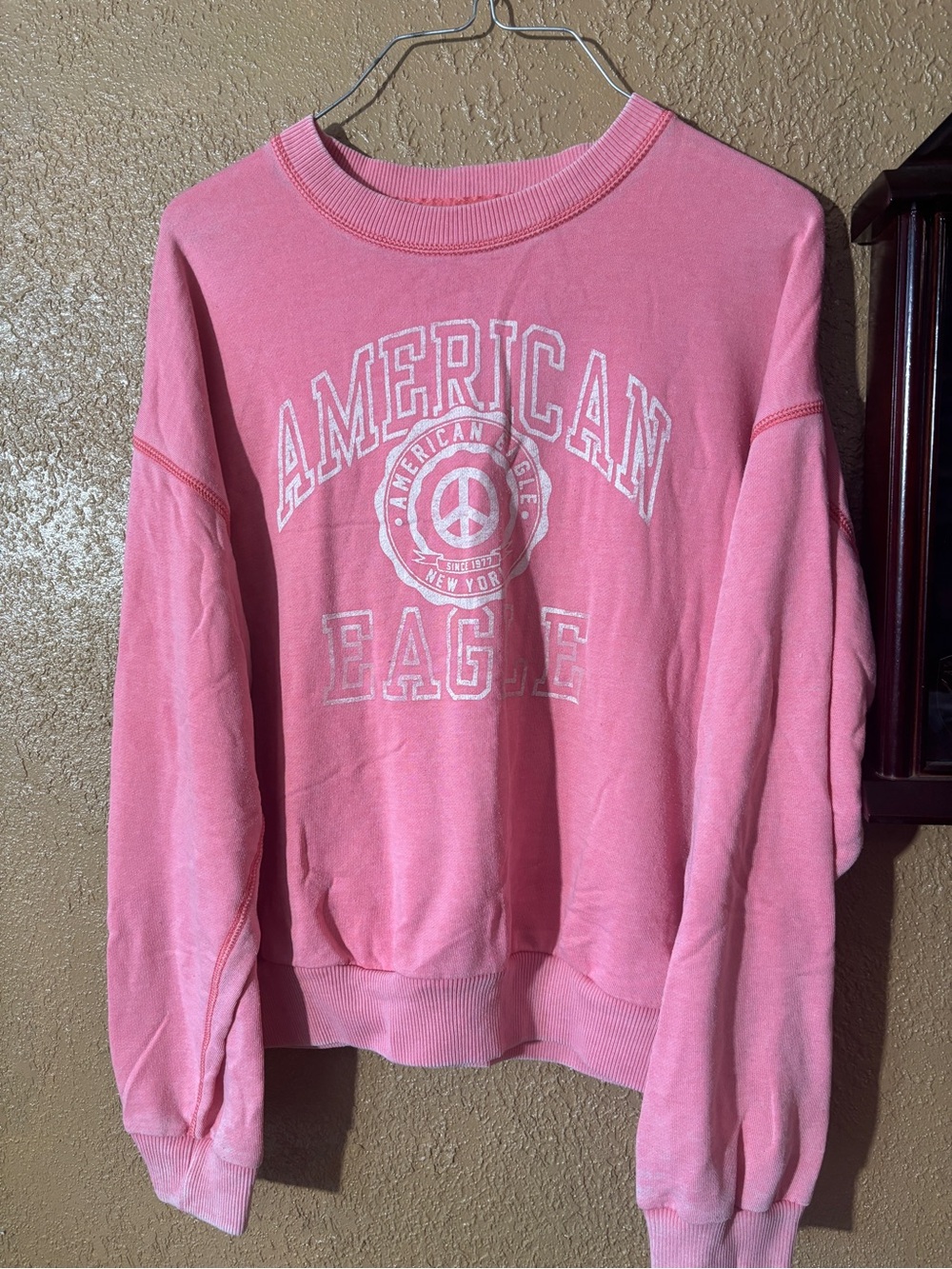 American Eagle Outfitters Coral Pink Logo Crewneck Sweatshirt